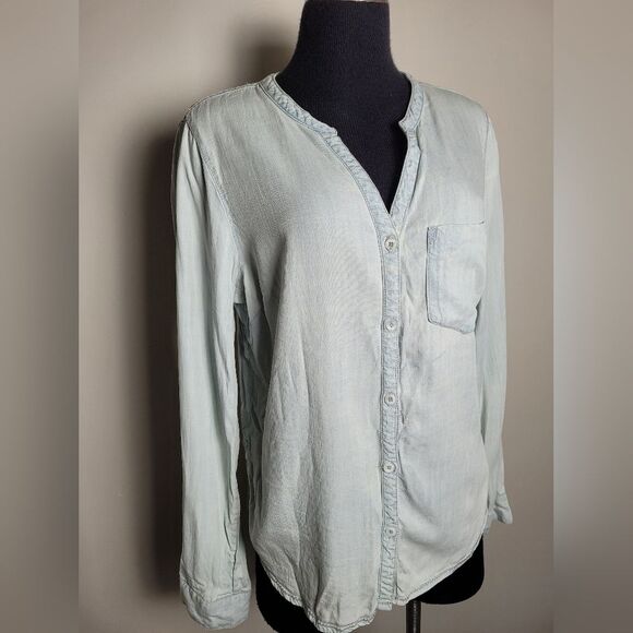 Women's Country Button Down Shirt Western Rodeo Cowgirl Farm Lace Denim Medium - Picture 2 of 11